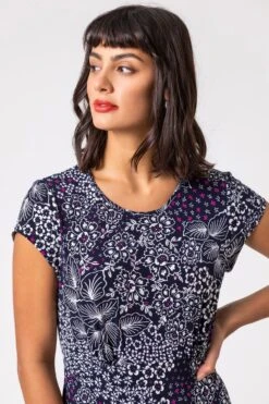 Navy Ditsy Floral Print Jersey Dress -Dress Haven Sales Store 86172226 06a3 4037 971f a15e96602840
