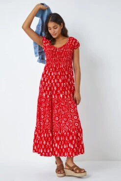 Red Boho Print Tiered Maxi Dress -Dress Haven Sales Store 8814f5a4 cdf5 466a 90ac 0cdb3461786d