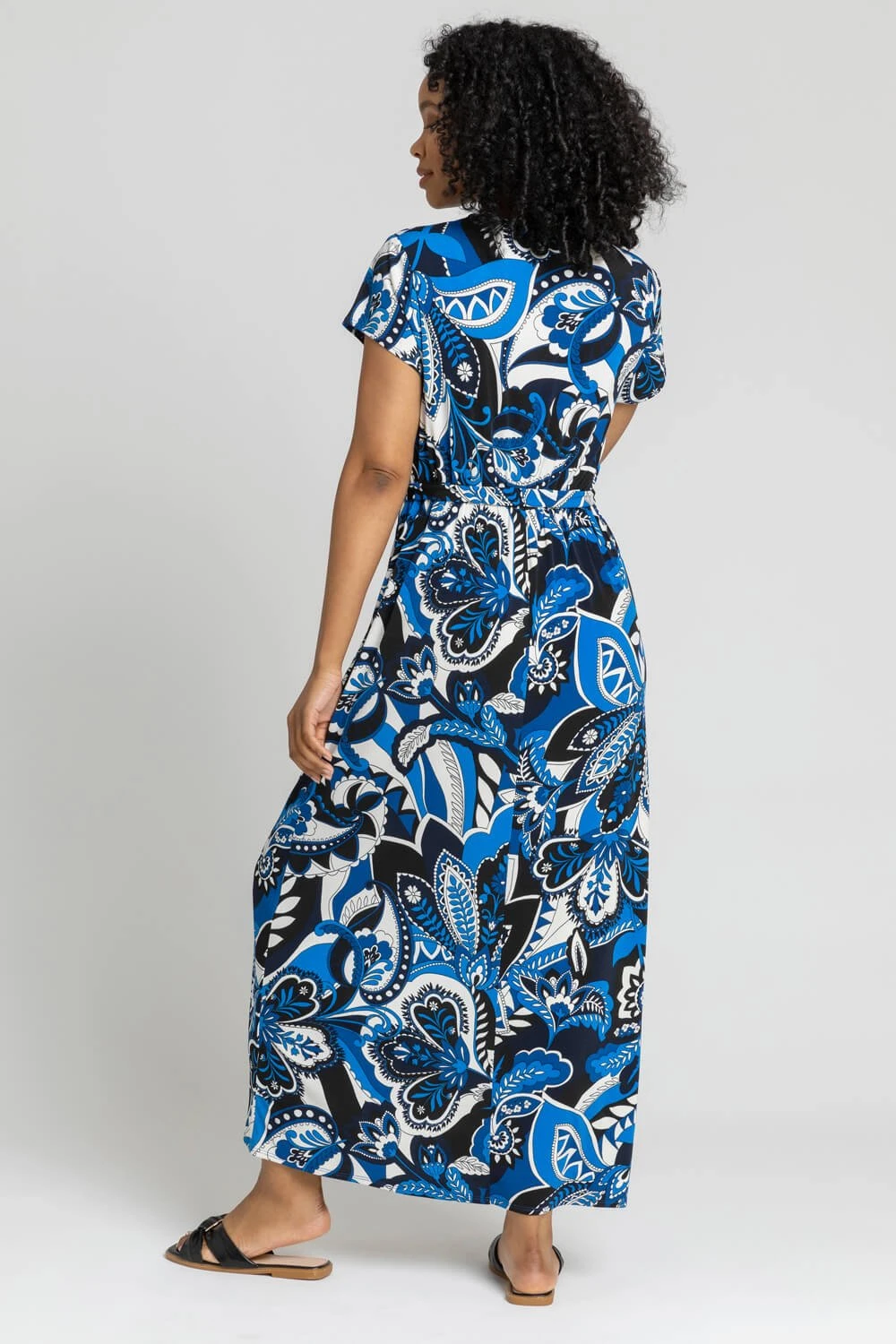 Blue Petite Paisley Print Tie Waist Maxi Dress 4 Blue Petite Paisley Print Tie Waist Maxi Dress - Image 2