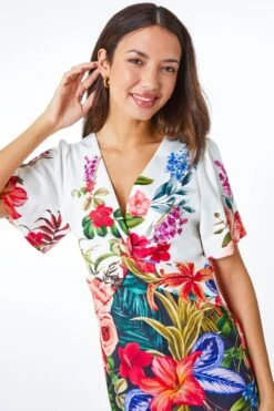 Black Floral Print Twist Premium Stretch Dress -Dress Haven Sales Store 8bb7c9c8 5d44 4fee bae7 23543554923c