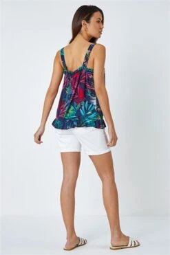 Navy Tropical Frill Sleeve Tiered Smock Dress -Dress Haven Sales Store 8be8a490 5e74 4efc 8c12 90a637c1081e