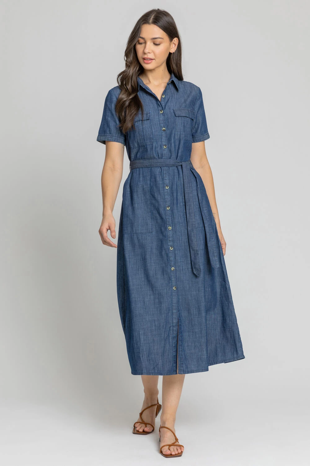 Blue Denim Pocket Detail Shirt Dress 5 Blue Denim Pocket Detail Shirt Dress - Image 3