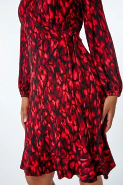Burgundy Petite Animal Stretch Wrap Dress -Dress Haven Sales Store 8f46a892 8d80 4696 8ca3 fb8589e6b56c