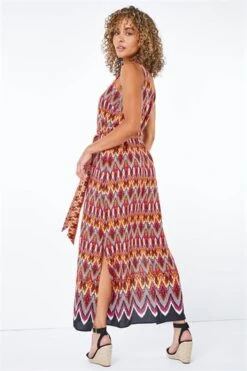 Pink Petite Tribal Print Halterneck Shift Dress -Dress Haven Sales Store 90472046 513a 4a3a a392 394f37ea2f98