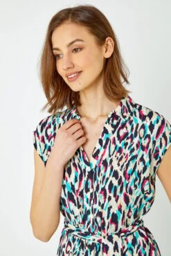 Pink Animal Print Midi Shirt Dress -Dress Haven Sales Store 9047f5d4 835f 4f93 9671 8cca34a5d95c