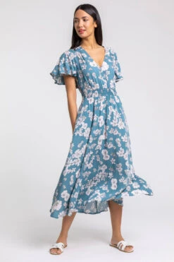 Blue Floral Print Tiered Midi Dress -Dress Haven Sales Store 908d09f7 0970 437f a37f 545b53f10632