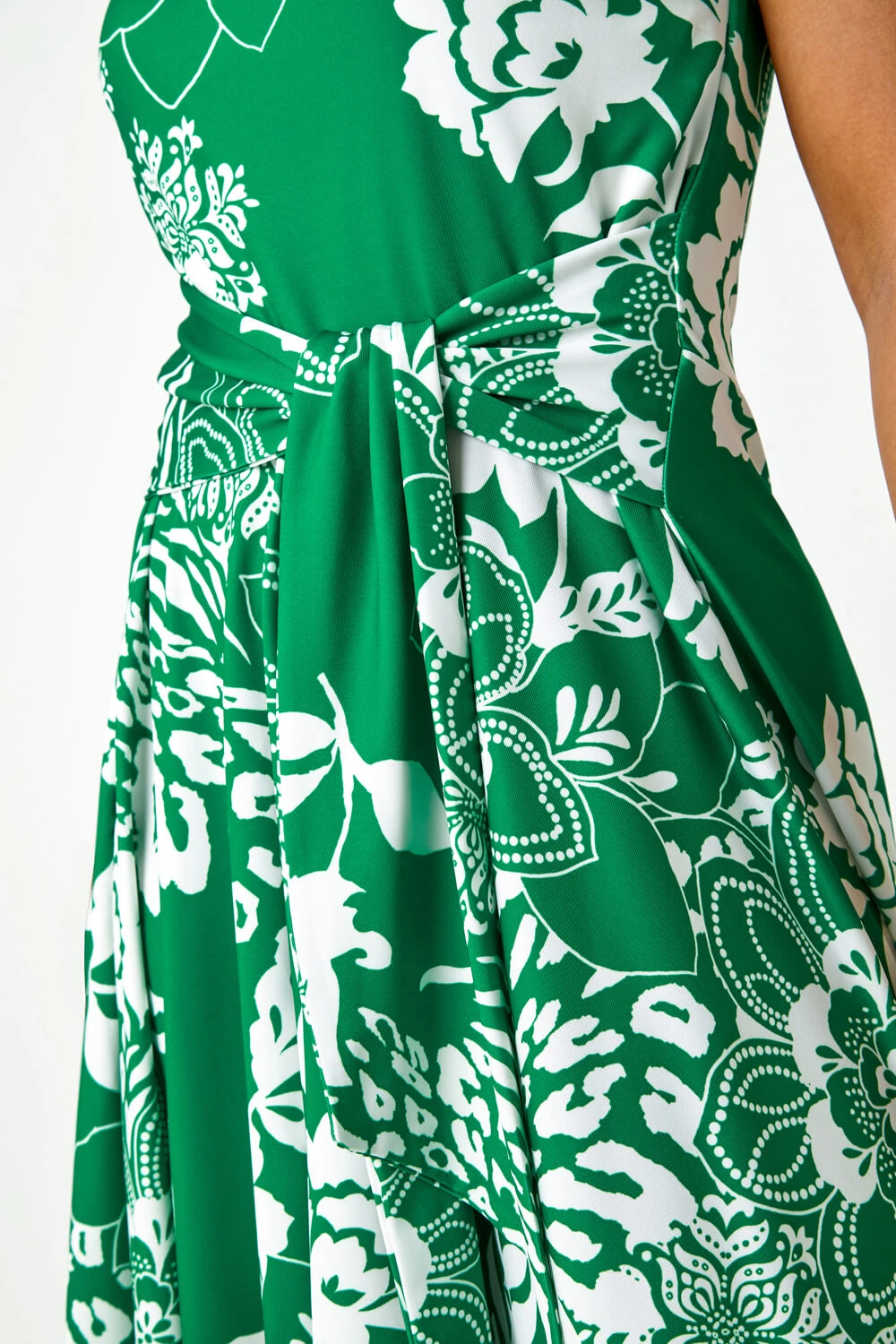 Green Petite Tie Waist Floral Stretch Dress 7 Green Petite Tie Waist Floral Stretch Dress - Image 5