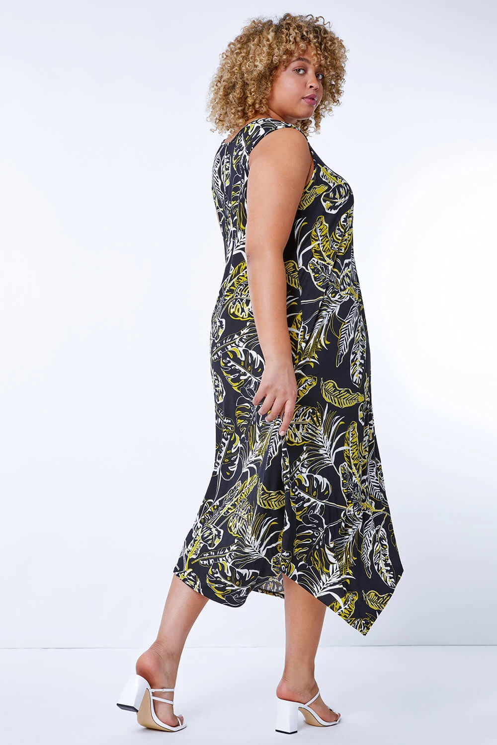 Black Curve Leaf Hanky Hem Stretch Dress 4 Black Curve Leaf Hanky Hem Stretch Dress - Image 2