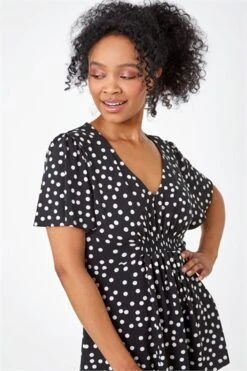 Black Petite Polka Dot Stretch Midi Dress -Dress Haven Sales Store 9b5f9264 a51d 451b 8108 df4bf108f870