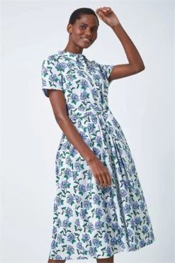 Blue Floral Print Shirred Waist Maxi Dress -Dress Haven Sales Store 9d06a9bc 85bc 4d90 9d11 fac30eb0f578