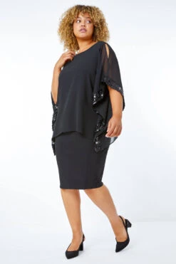 Black Curve Sequin Trim Chiffon Overlay Dress -Dress Haven Sales Store 9dbb1b1f c9cb 476c adb0 eed555c2befc