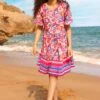Magenta Printed Frill Sleeve Tiered Smock Dress -Dress Haven Sales Store 9e2fced3 4c7a 404b be64 78b1b3ee06d6