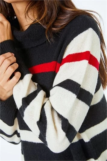 Black Turtle Neck Button Detail Jersey Dress 7 Black Turtle Neck Button Detail Jersey Dress - Image 5