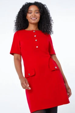 Red Petite Button Detail Shift Dress -Dress Haven Sales Store a16f4ce4 9d9c 4009 b984 b7386c37c878