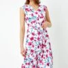 Pink Sleeveless Floral Frill Hem Midi Dress -Dress Haven Sales Store a2a836f6 c20f 4723 9725 e15e460a61d3