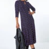 Purple Petite Spot Print Keyhole Midi Dress -Dress Haven Sales Store a310e51a a6e2 4763 8d28 3ed34f2be04a
