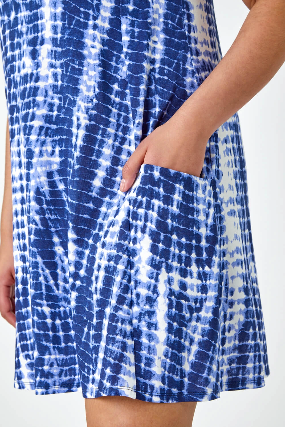 Navy Curve Tie Dye Stretch Swing Dress 7 Navy Curve Tie Dye Stretch Swing Dress - Image 5