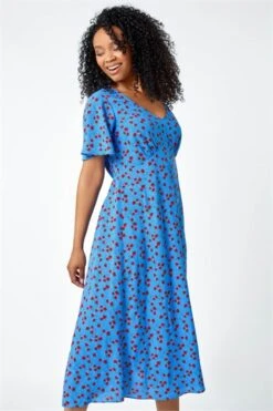 Blue Petite Ditsy Floral Stretch Dress -Dress Haven Sales Store a4cc7d17 5b30 4905 b5b2 5dc519dd0301