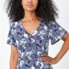 Blue Petite Floral Ruched Stretch Tea Dress -Dress Haven Sales Store a5d4619e b256 4d55 8138 e5024e18110d
