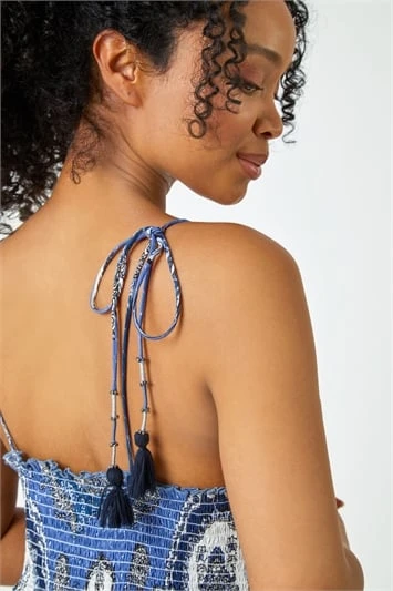 Navy Petite Floral Print Tiered Maxi Dress 5 Navy Petite Floral Print Tiered Maxi Dress - Image 3