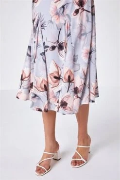 Royal Blue Julianna Floral Print Bias Cut Dress