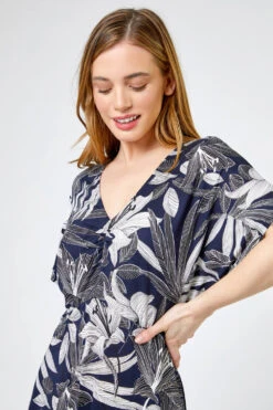 Navy Petite Lily Print Ruched Midi Dress -Dress Haven Sales Store a74d9c9b 17a4 471e 8854 48cf46e5d55b