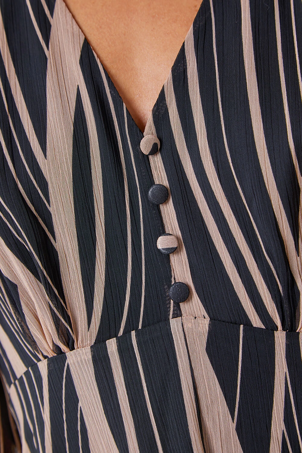 Black Abstract Print Wrap Midi Dress 7 Black Abstract Print Wrap Midi Dress - Image 5