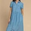 Blue Floral Print Frill Hem Shirt Dress -Dress Haven Sales Store a8d299c1 49b9 4bd4 aacc 45ecb34f8d35