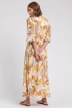 Ivory Leaf Print Frill Detail Maxi Dress -Dress Haven Sales Store a954d729 18b4 4d74 90cd 67fa136381f0