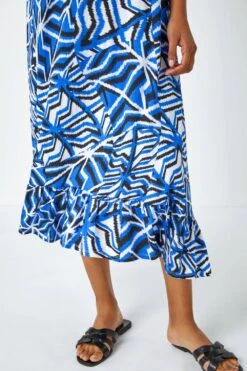Blue Abstract Print Pocket Midi Dress -Dress Haven Sales Store aa8eb103 042f 4c44 8ddd 201eda21fdb5