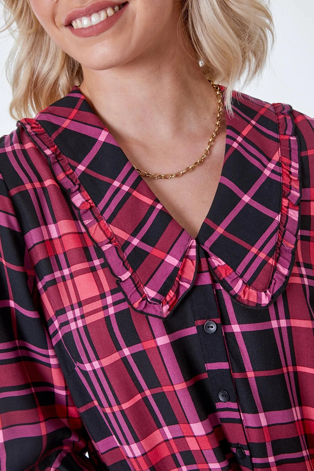 Pink Checked Tunic Mini Dress 7 Pink Checked Tunic Mini Dress - Image 5