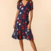 Navy Floral Spot Print Frill Stretch Dress -Dress Haven Sales Store ac33d908 37cd 4b8e b5f3 15439b4641d1