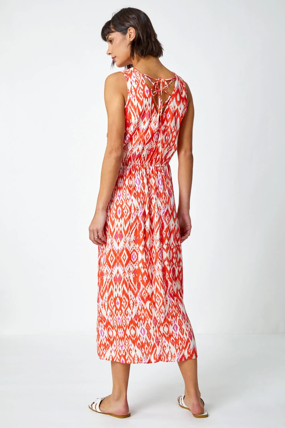 Orange Aztec Print Tie Back Maxi Dress 5 Orange Aztec Print Tie Back Maxi Dress - Image 3