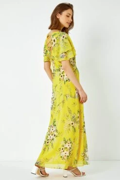 Yellow Floral Tiered Sleeve Maxi Dress -Dress Haven Sales Store ae0a34df d7df 4ac6 88d9 085b39c80d0d