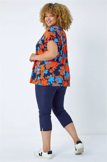 Orange Curve Floral Print Midi Wrap Dress 3 Orange Curve Floral Print Midi Wrap Dress