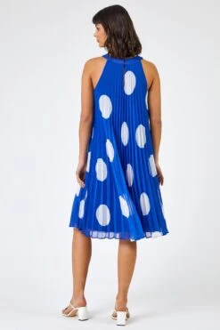Royal Blue High Neck Spot Pleated Swing Dress -Dress Haven Sales Store afa296fe 468b 46e9 b8f7 d636dbc0bc12