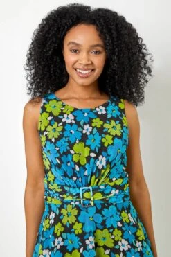 Blue Petite Floral Print Buckle Detail Dress -Dress Haven Sales Store afed5aa2 ef36 4909 b20c 65219bdfdfe3