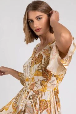 Ivory Leaf Print Frill Detail Maxi Dress -Dress Haven Sales Store b28a611b 3653 4954 927c 3edd1ba6e70d