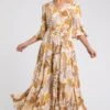 Ivory Leaf Print Frill Detail Maxi Dress -Dress Haven Sales Store b47358be 3bbf 428a 88c7 03727e20bb2d
