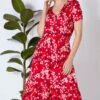 Red Floral Print Tiered Midi Dress -Dress Haven Sales Store b674079d 57bf 4fde 859d dc3aa460c357