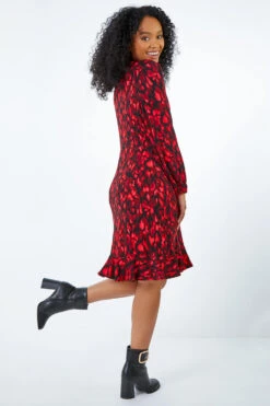 Burgundy Petite Animal Stretch Wrap Dress -Dress Haven Sales Store b67c295b 0786 4563 add8 d740279733af