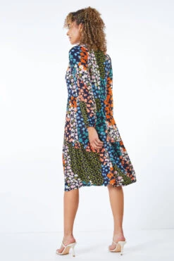 Khaki Petite Tiered Floral Stretch Dress -Dress Haven Sales Store b714a189 ed43 44f1 a4f6 ff10bab8cc61