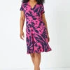 Pink Petite Abstract Print Wrap Dress -Dress Haven Sales Store b774efc0 d897 4876 b27f fc8b5e2f4827