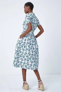 Blue Floral Print Shirred Waist Maxi Dress -Dress Haven Sales Store b8f72566 fc6f 4dc0 b538 973832c4f736