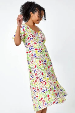 Ivory Petite Fruit Print Midi Tea Dress -Dress Haven Sales Store b91cf689 43ec 4196 8713 b085ecf19378