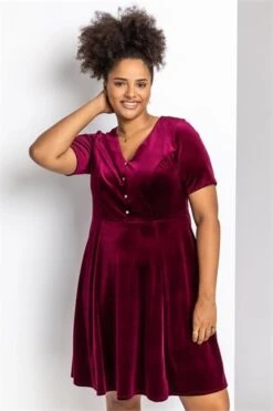 Wine Velvet Button Detail Midi Dress -Dress Haven Sales Store bc4b33cc 8d24 42db 92e4 64ce24b71c0e