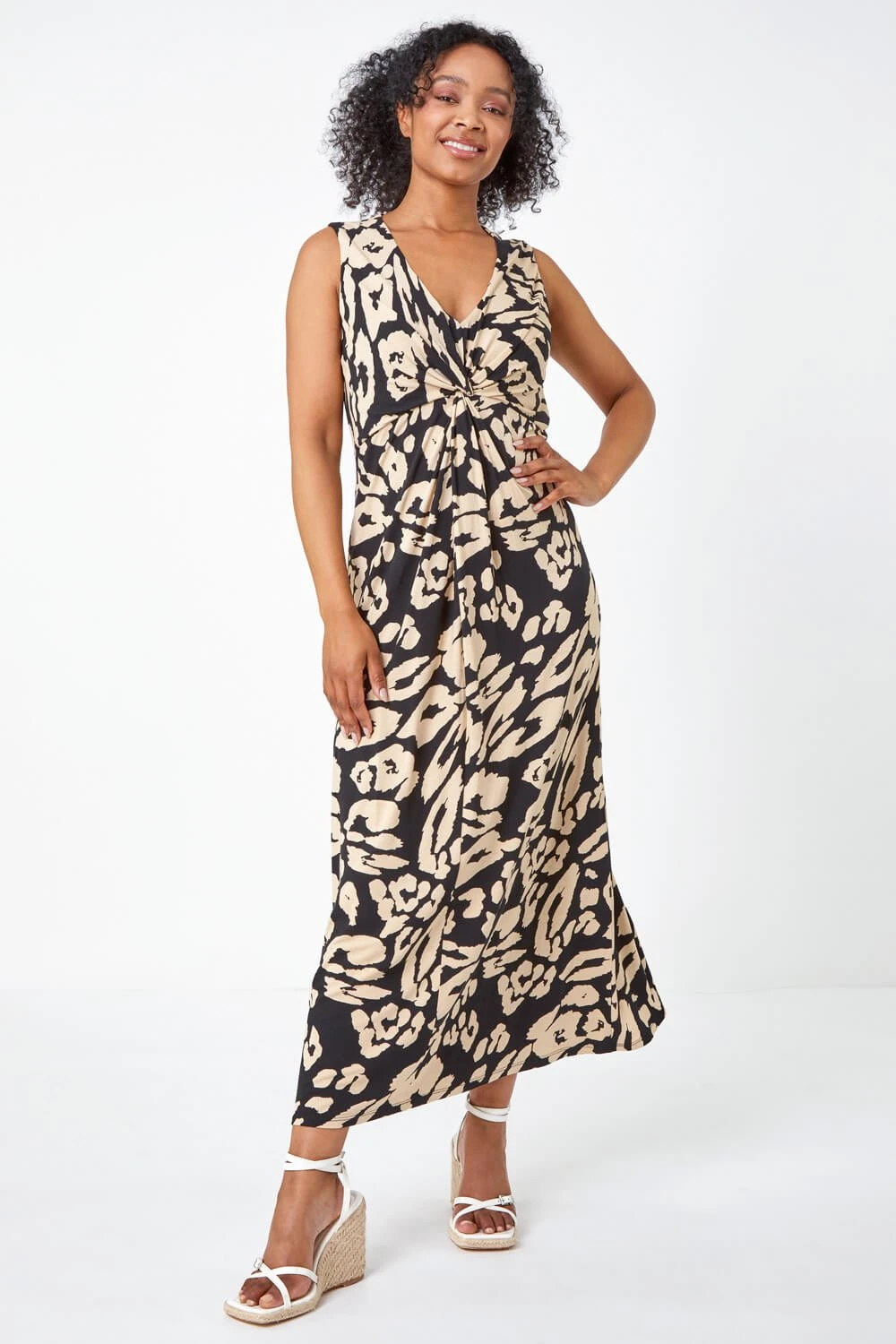 Black Petite Animal Twist Jersey Maxi Dress 6 Black Petite Animal Twist Jersey Maxi Dress - Image 4