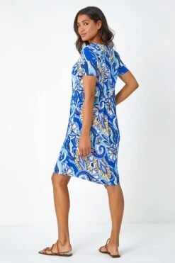 Royal Blue Baroque Floral Pocket Tunic Dress -Dress Haven Sales Store bebb42ef 94cd 40ce a211 e0d4ff7b876c