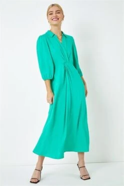 Green Cowl Neck Ruched Midi Dress -Dress Haven Sales Store bf0640eb 987c 4042 9f2d c2cf62f64f67