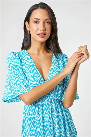 Blue Petite Ditsy Floral Stretch Midi Dress 4 Blue Petite Ditsy Floral Stretch Midi Dress - Image 2